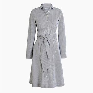 J.Crew jcrew Navy Striped Button Down Shirt Dress with Tie Belt EUC Size 0